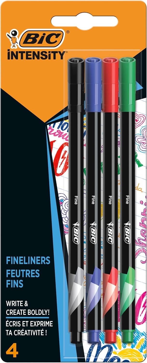 Bic Intensity 0.4 mm Fine Point Writing Felt Tip Pens (Pack of 12) 12 Black