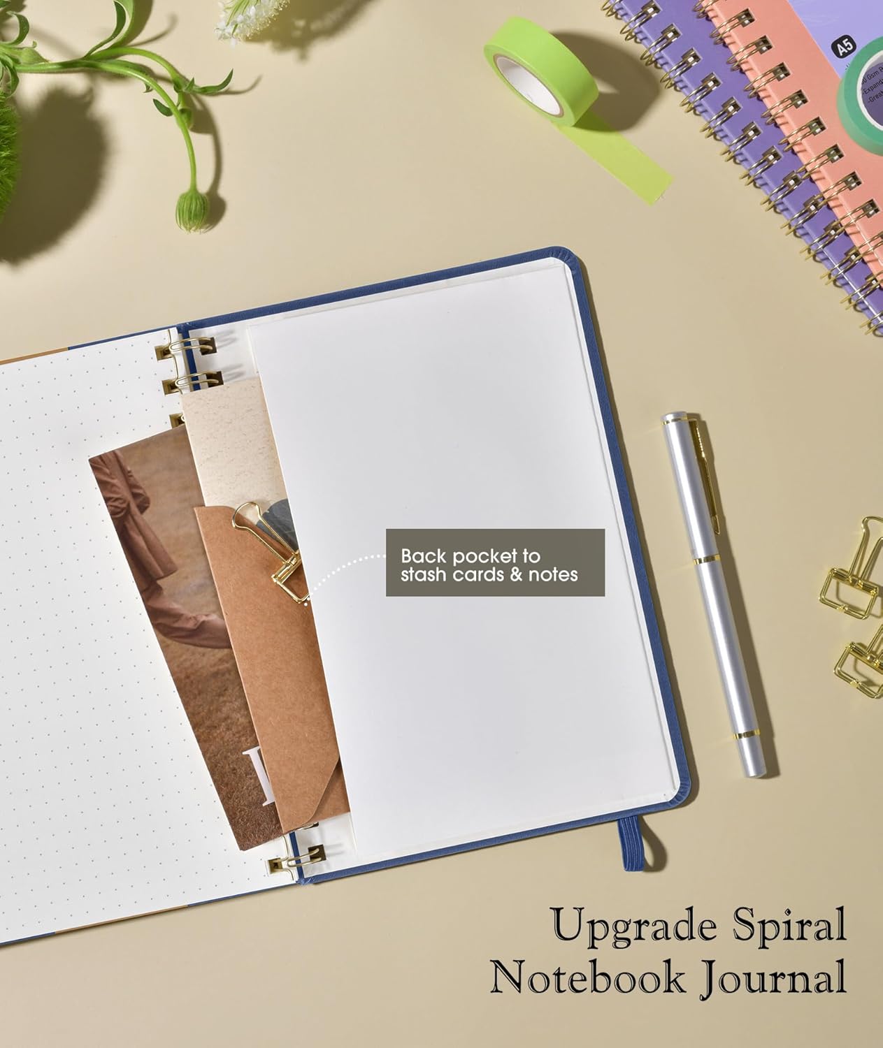 Lined Spiral Journal Notebook, A5 Hardcover Spiral Journals for Women Men, 150 Numbered Pages Spiral Bound Notebook, 100 GSM College Ruled Notebooks for Work, Note Taking 5.75" x 8.38", Olive Green