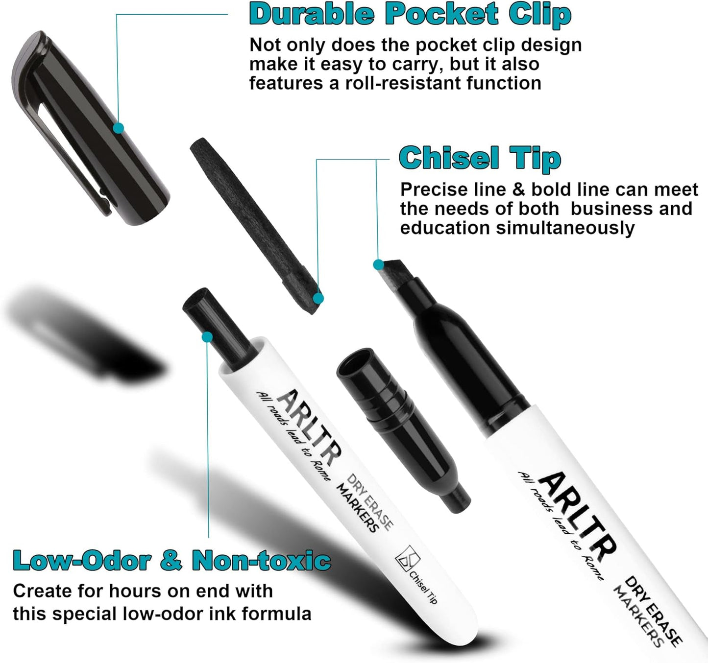 ARLTR Dry Erase Marker Bulk Set, 108 Count, Black and White, Chisel Tip, Low Odor, For Office Use