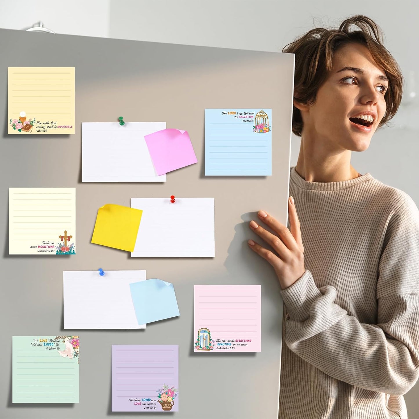 30 Pcs Bible Sticky Notes Christian Note Pads Religious Bible Notepads Inspirational Memo Notes for Inspirational Gifts Message Reminder Lists Schedules Studying Office School Supplies