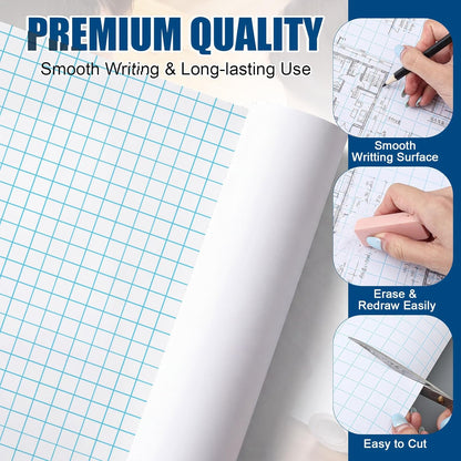 Jetec 1 Roll Large Grid Graph Paper Roll 1" Grid 16.5 Inch x 98ft Sewing Pattern Paper for Back to School Classroom Teaching Drafting Supplies Kids Students Gifts