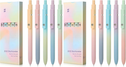 FIOVER 5pcs Gel Pens Quick Dry Ink Pens Fine Point Premium Retractable Rolling Ball Gel Pens Black Ink Smooth Writing for School Office Home