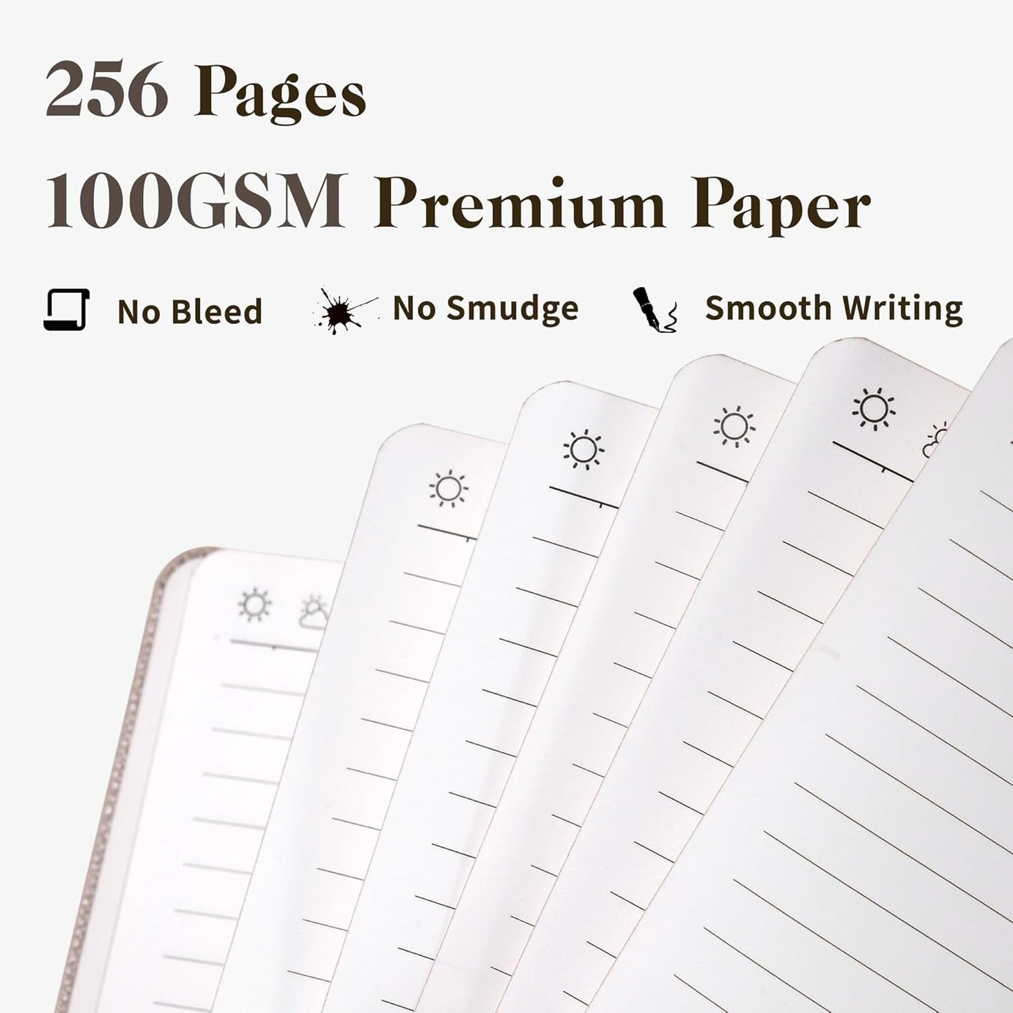CAGIE Lined Journal for Men Women, Tree Growth Ring Leather Bound Journal Notebook, 256 Pages 100 GSM Journals for Writing, A5 Hardcover Journaling Notebooks for Work, Note Taking