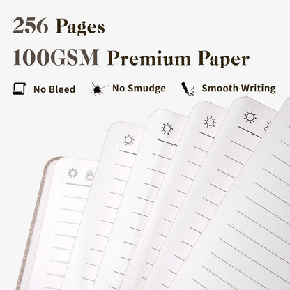 CAGIE Lined Journal for Men Women, Tree Growth Ring Leather Bound Journal Notebook, 256 Pages 100 GSM Journals for Writing, A5 Hardcover Journaling Notebooks for Work, Note Taking