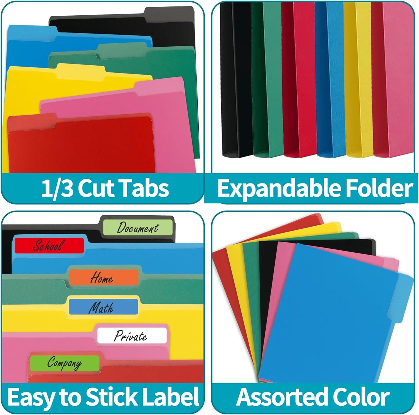 100 Packs Manila File Folder,Manilla Folder 8.5x11,1/3 Cut Tabs Folder for Office,School and Home,Organizer File Folder Letter Size