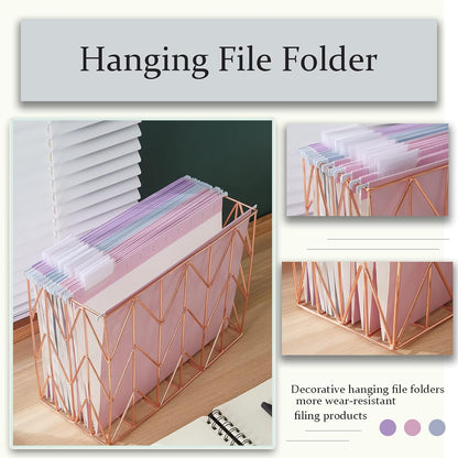 6 Pack Hanging Folder File Cabinet Organizer Letter Size 1/5 Cut Adjustable Label Decoration Home Office School Classroom, Green