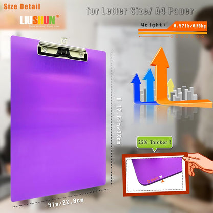 Aluminum Metal Clipboard Stainless Hangable Pen Holder Low-Profile Clip Board Size A4 9" x 12.6" with Sticky Note for School Office Business Medical Professionals Workshop Factory (Pink, Aluminum-A4)