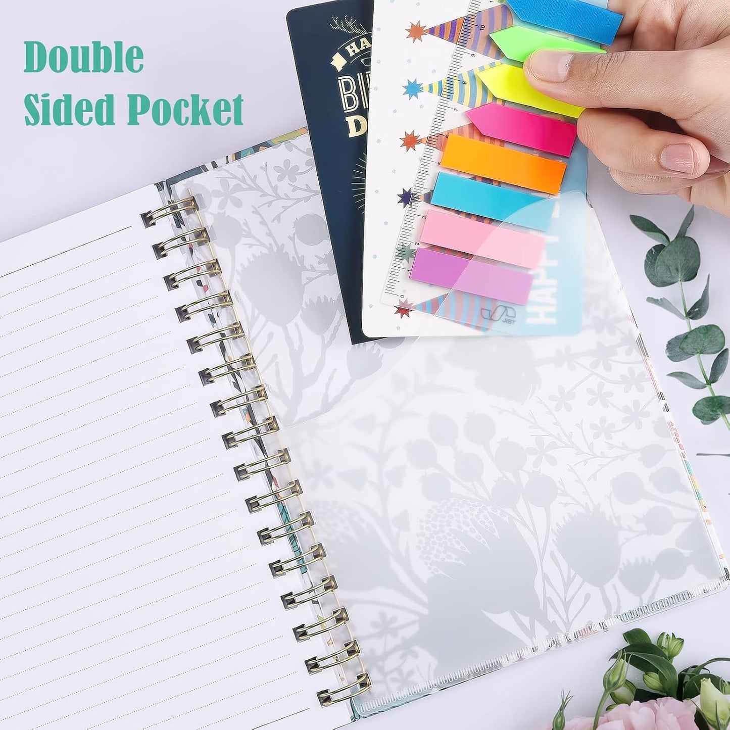 Spiral Notebook, 4 Pack A5 Lined Journal for Women, Hardcover Spiral Journal with 2 Pockets, College Ruled Notebooks, Cute Notebook for Office, School Supplies, Gifts (160 Pages, 6.3" x 8.46")