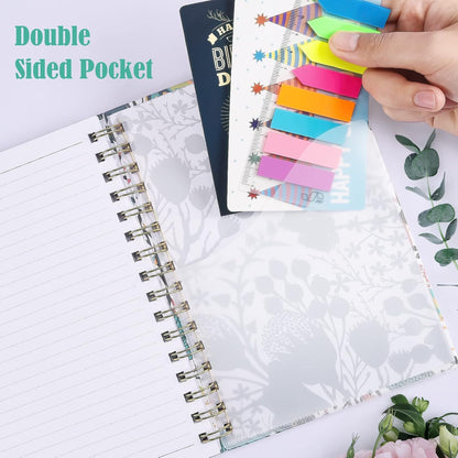 Spiral Notebook, 4 Pack A5 Lined Journal for Women, Hardcover Spiral Journal with 2 Pockets, College Ruled Notebooks, Cute Notebook for Office, School Supplies, Gifts (160 Pages, 6.3" x 8.46")