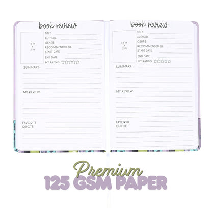 kellofaplan Reading Journal Book Review Notebook, A5 Size, Book Bound, 124 Premium Sheets, 80lb Paper, Personal Reading Tracker with Space for Titles, Ratings, Quotes, Reflections