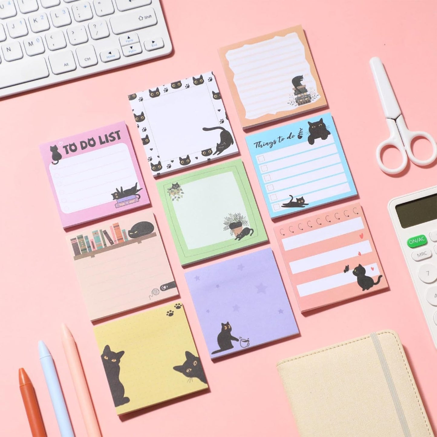 9 Pads Wildflower Sticky Notes 3x3 Inch Cute Self Stick Notepads Notes Adhesive Memo Pad Office Decor Gifts for Students School Teacher Meeting Office Supplies