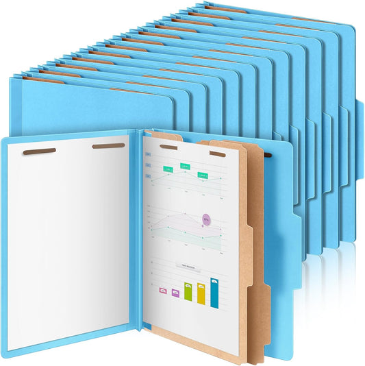 Skyygemm 12 Pcs Classification Folders Letter Size Bulk - 2 Dividers Pressboard File Folder with 3. 5 Inch Expansion, 2 Prongs Fastener, Heavy Duty Office File Organizer for Teacher Medical (Hot Pink)