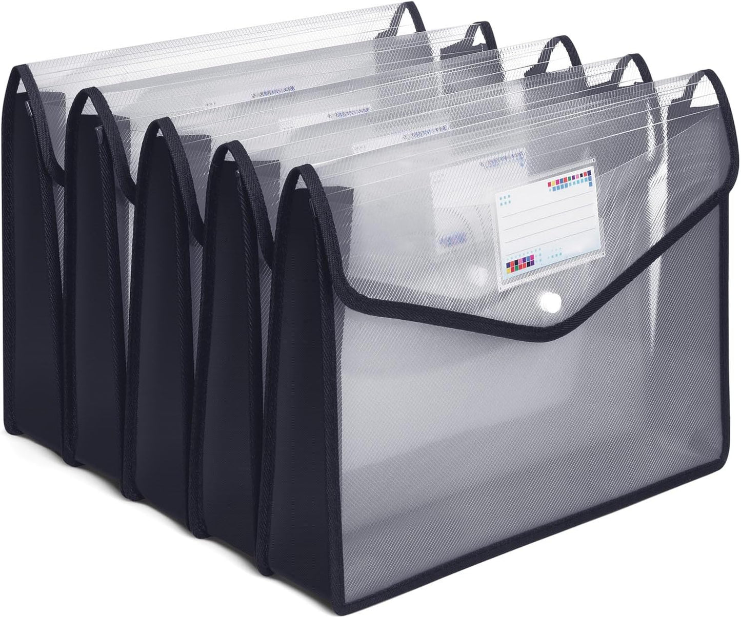 Plastic File Folders, Waterproof Transparent Expandable File Organiser, Portable Large Capacity A4B4 File Wallet for Office Business School (7 Pack)