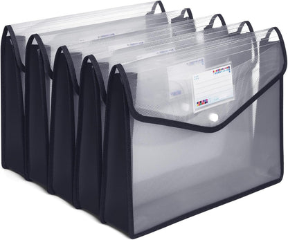 Plastic File Folders, Waterproof Transparent Expandable File Organiser, Portable Large Capacity A4B4 File Wallet for Office Business School (7 Pack)