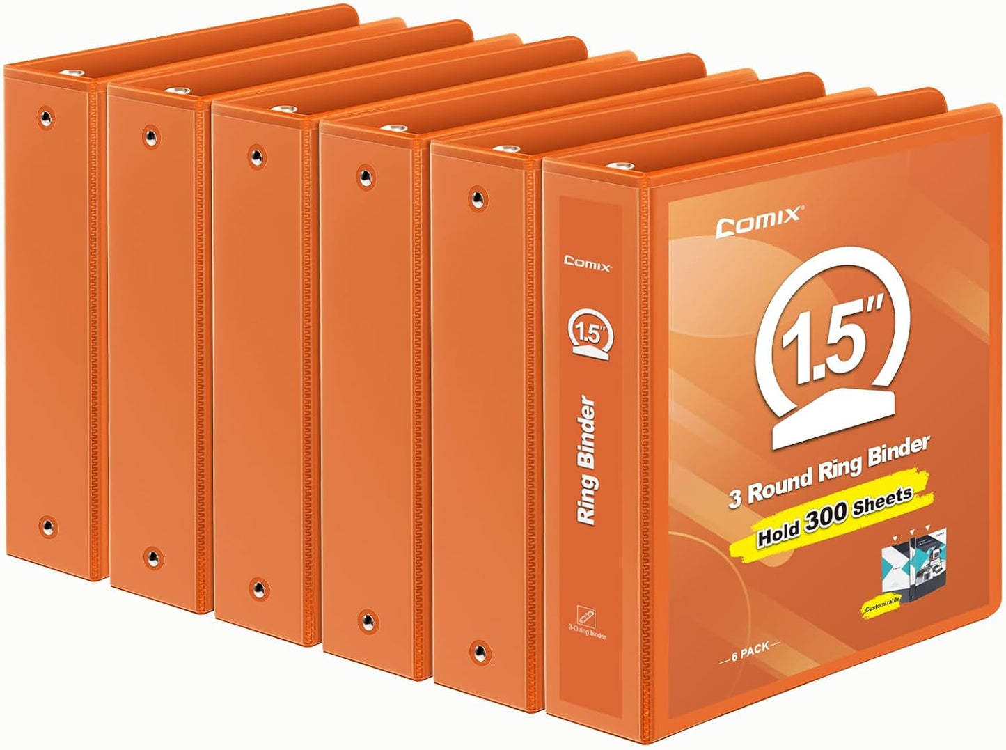 COMIX 3 Ring Binder 2 inch with Clear View Cover, 2" View Binder Holds 450 Sheets of US Letter Size Paper, 6 Pack (Green)