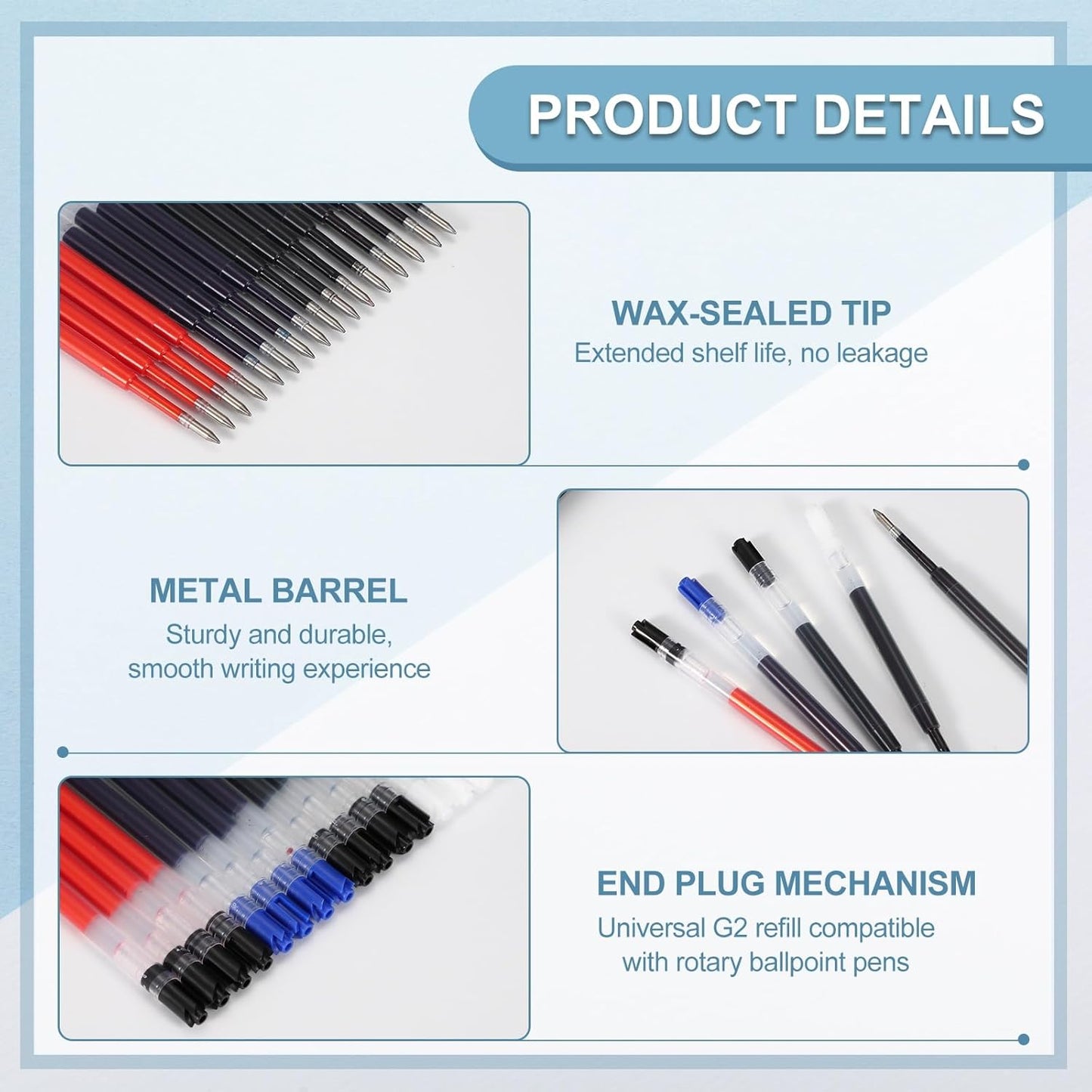 PATIKIL 0.5mm Pen Ink Refills, 10 Pcs 3.9" Ballpoint Refill Fine Point Metal Compatible Replaceable Replacement for Retractable Pen Writing Office, Black