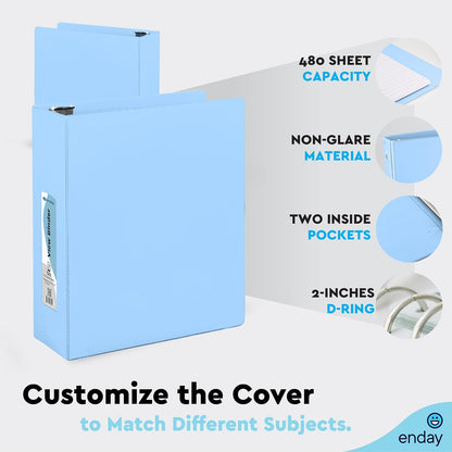 Enday 1.5 Inch Binder, Green - 1.5 Inch 3 Ring Binder, Round Ring Pastel with Clear View Cover for Letter Size 8.5 x 11'' Paper & 2 Inside Pockets, Ideal for School Supplies, Office, and Home