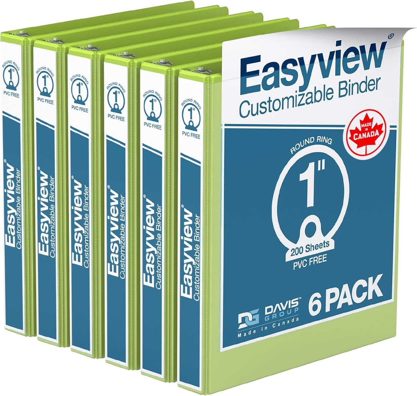 Easyview Premium 3-Ring Binders with Clear-View Covers and Round Rings, Binders for School or Office, 1 Inch, Pack of 6, Navy Blue