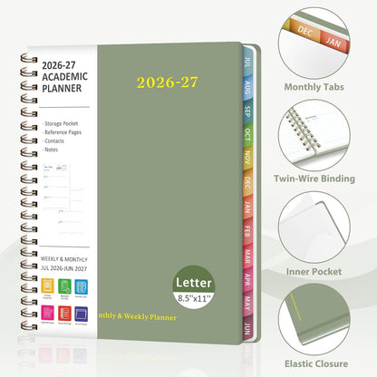 Planner 2026-2027, Weekly and Monthly Academic Year Calendar Planner, July 2026 - June 2027, Daily Agenda Book for Office School Supplies, A5(6.3'' x 8.5'')