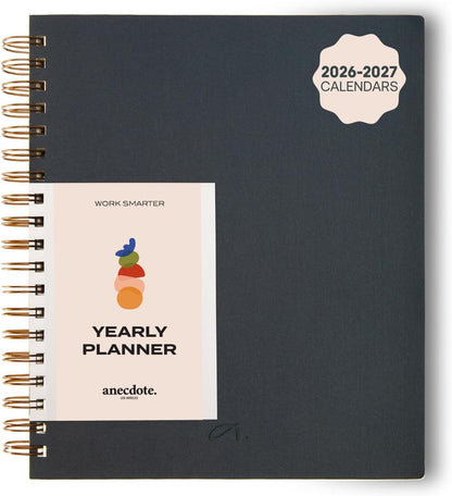 Anecdote Daily Planner w/ 2026-2027 Calendar | Start Anytime 26 Weeks Undated | 1 Page per Day | 8.5" x 5.2" | Hardcover To-Do List Organizer, Plan Your Success, Achieve Productivity Goals (Evergreen)