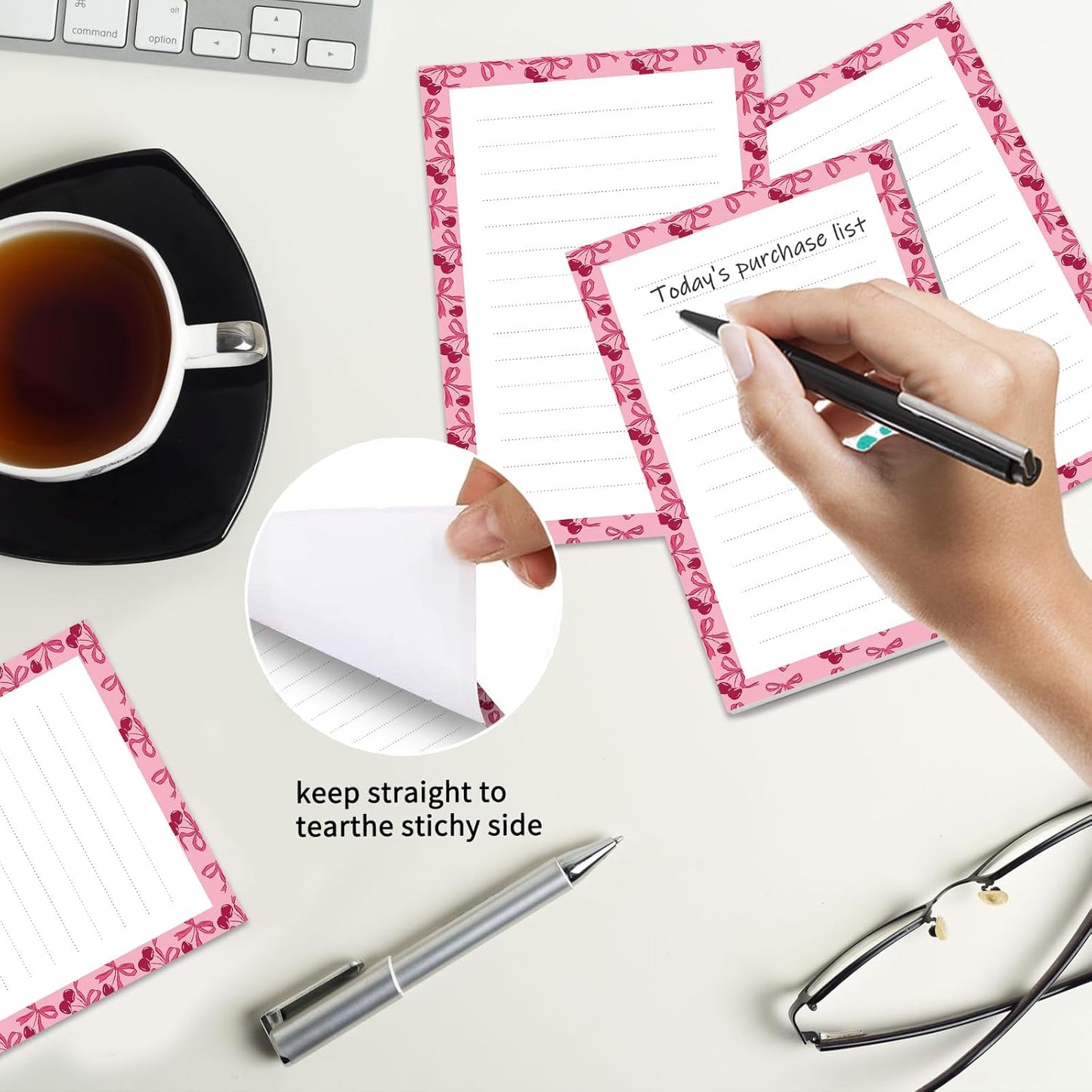 2 Pack Sticky Notes 4x6 in, Funny Large Notepads with Lines, Cute Self-Stick Memo Note Pads for Office, Home, Meeting Luxury Boho Flowers