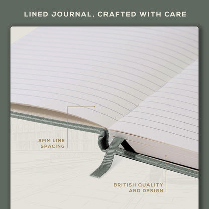 BEECHMORE BOOKS Large Lined Journal Notebook, 8.5" x 11.5" (A4) Hardcover Vegan Leather Executive Diary for Work, Thick 120gsm Paper, Lay-Flat Binding, Gift Box