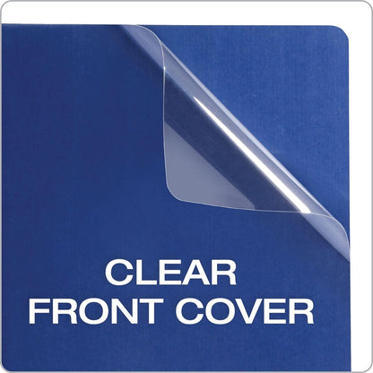 Oxford Linen Report Covers, Clear Front, Letter Size Folder with Prongs, for Presentation at School or Office, Black, 5 per Pack (50406)
