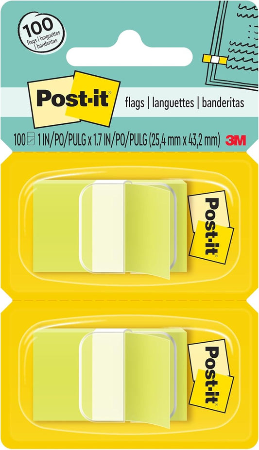 Post-it Flags, 1 in. x 1.7 in., Two Dispensers with 50-Count Bright Pink Sticky Tabs Per Dispenser (100 Flags Total), Removable Page Markers for Books, Planners, Calendars, and Other Paper Types