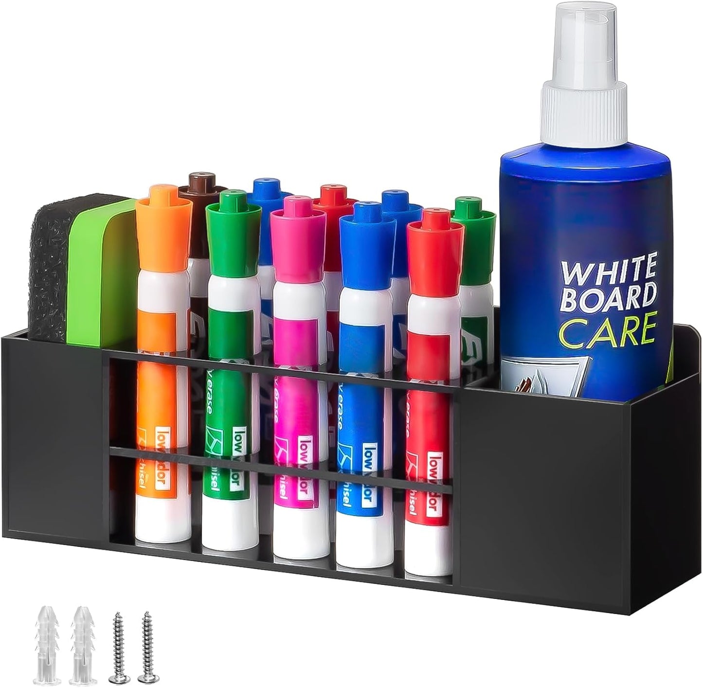 Magnetic Dry Erase Marker Holder for Whiteboard, Wall Mount Pen Holder for Refrigerator, Clear Pencil Holder for Fridge, Strong Magnet Locker Organizer for Classroom, Office