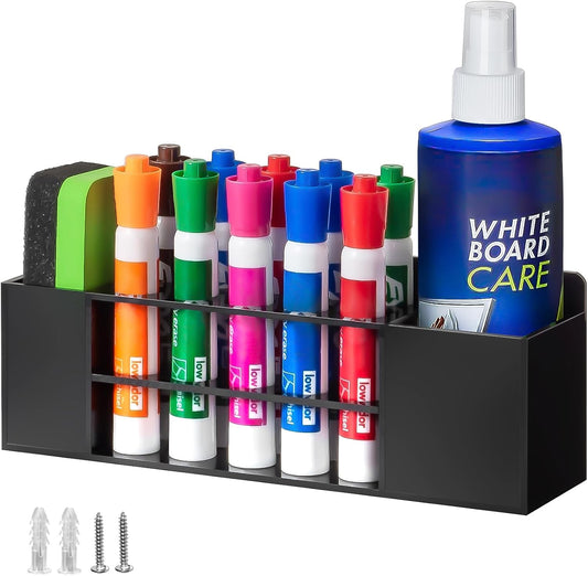 Magnetic Dry Erase Marker Holder for Whiteboard, Wall Mount Pen Holder for Refrigerator, Clear Pencil Holder for Fridge, Strong Magnet Locker Organizer for Classroom, Office