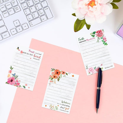Gersoniel 8 Pack Christian Sticky Notes Gifts for Mothers Day Bulk for Church Small Scripture Inspirational Memo Pads Floral Adhesive Religious Bible Verse Quotes Notepads, 4 x 5.5 Inch(Simple Style)