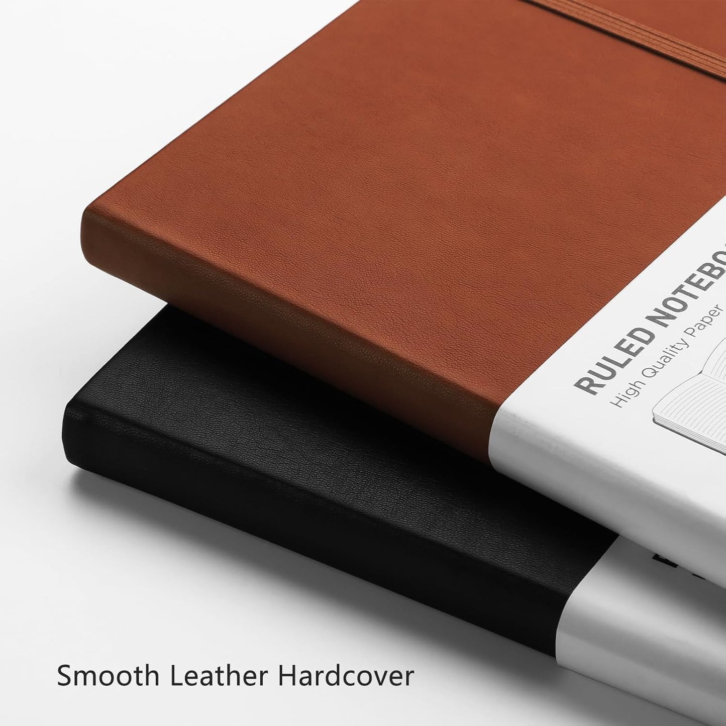 RETTACY Graph Grid Paper Notebook, 192 Pages, A5 Medium Size (5.7'' x 8.3''), 5 Squares per Inch, Leather Hardcover, 100 GSM Thick Paper, for School, Students, Math, Engineering (Brown)