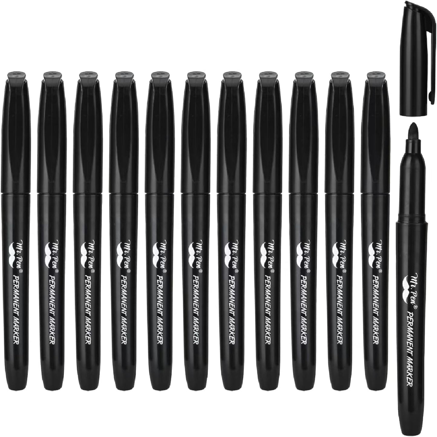 Mr. Pen- Permanent Markers, 12 Pack, Black, Fine Tip, Black Markers, Fine Tip Markers