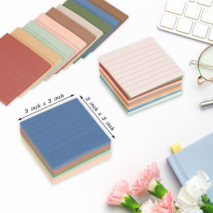 (24 Pack) Lined Sticky Notes 3x3 in Ruled Stickies Super Sticking Power Memo Pads,12 Bright Multi Colors Sticky Notes with Lines Self-Stick Note Pads