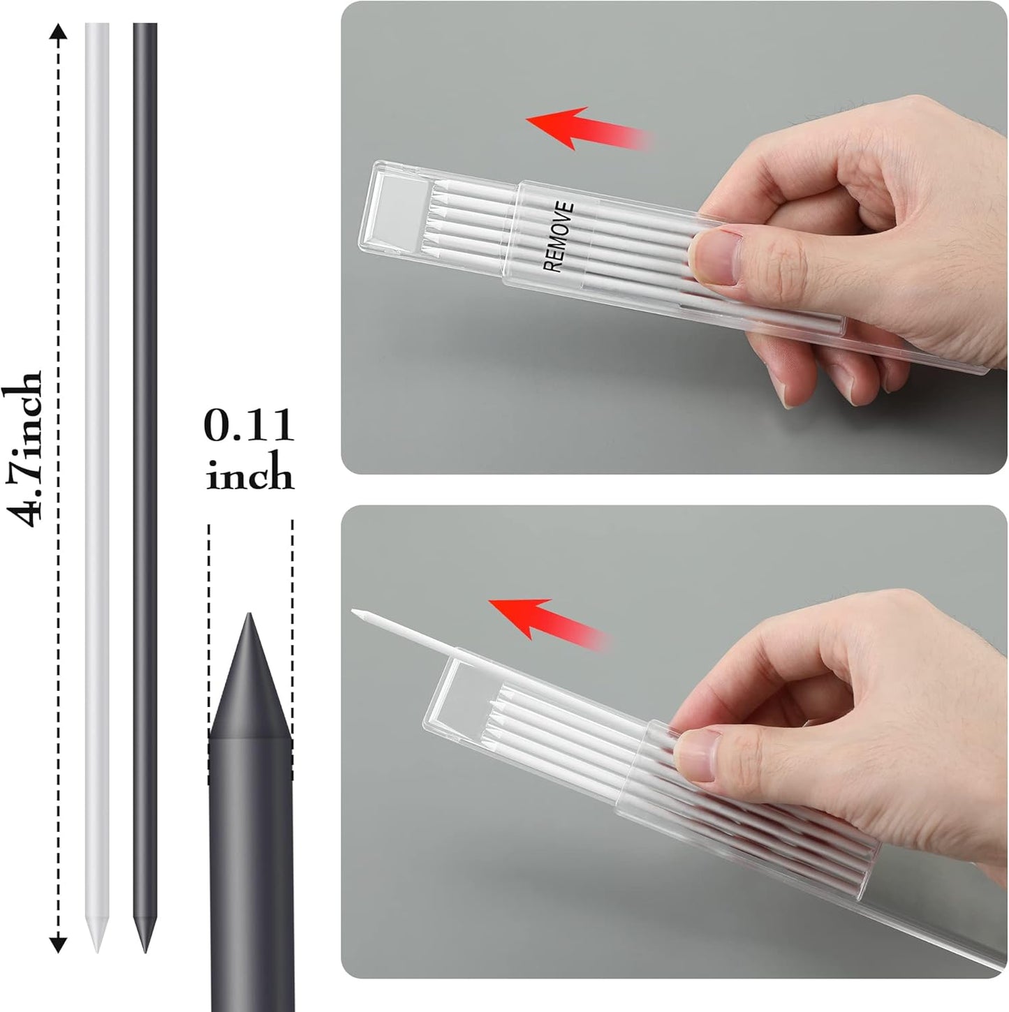 Hiboom 24 Pieces 2.8mm HB Refill for Carpenter Pencil, Study Long Lasting Pencil for Mechanical Pencil Woodworking Construction (Black)