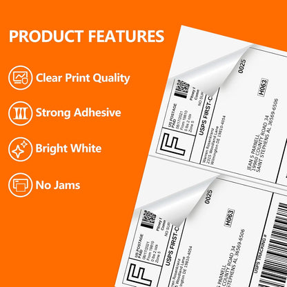 SJPACK 1000 Half Sheet Self Adhesive Shipping Labels, 8.5" x 5.5" Address Labels for Laser & Inkjet Printers(1000 labels-500 Sheet)