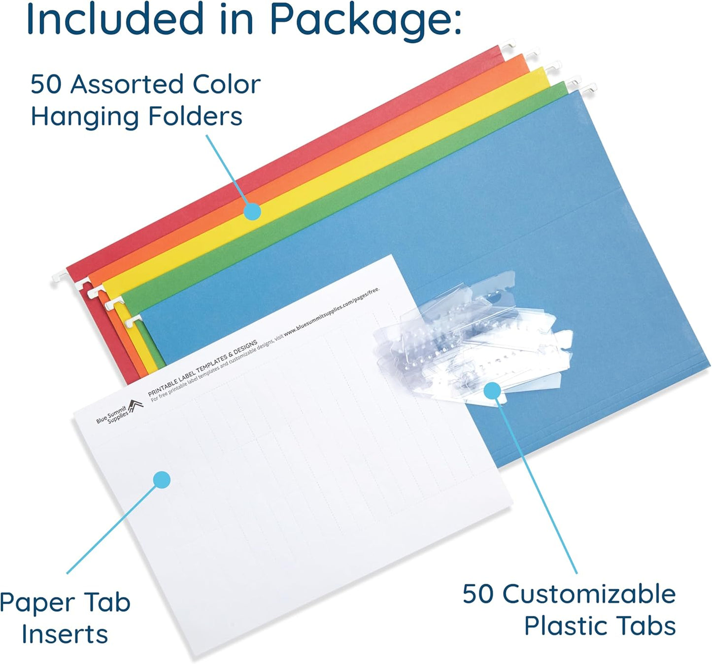 Blue Summit Supplies 50 Legal Size Hanging File Folders, 1/5 Cut Adjustable Tabs, 5 Tab Locations, Designed for Legal and Law Office File Organization, Standard Green, 50 Pack, Legal Size