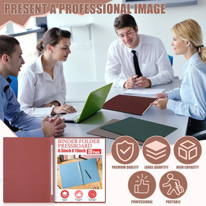 Zhanmai 15 Packs 8.5'' x 11'' Pressboard Report Covers, Metal Prong Fastener with Compressor, Letter Size 3'' Capacity Presentation Report Folder to Neatly Bind Reports, Proposals, Documents(Blue)