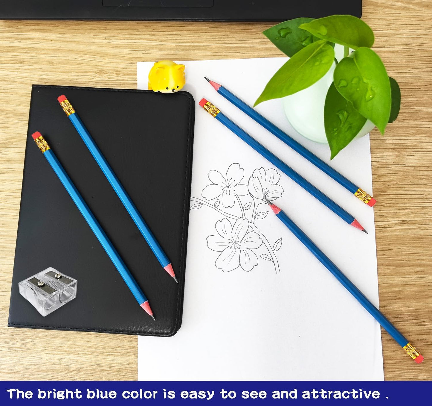 Adhere 25pcs Woodcase Pencils with Eraser Premium Pre-Sharpened Hexagon Graphite 2B pencils ideal for home, office writing including a Free Sharpener(Pink・25pcs)