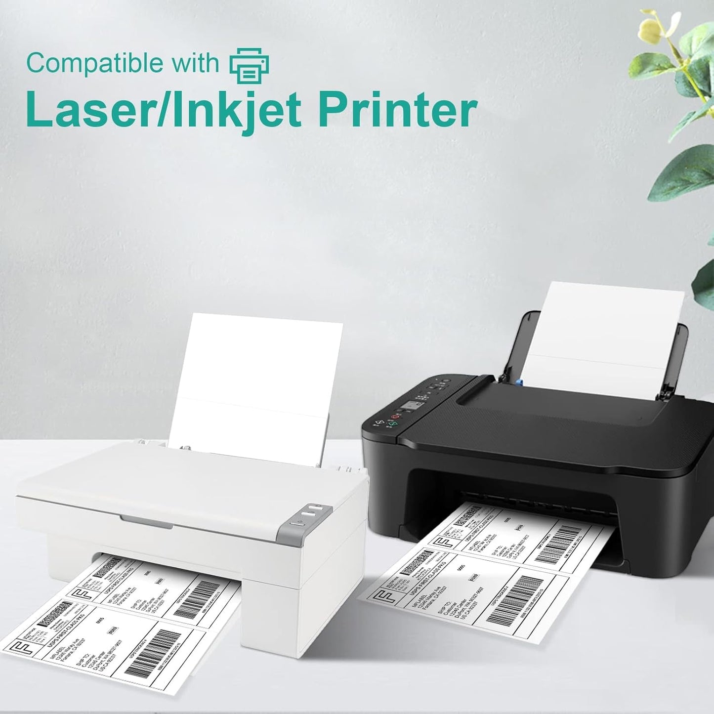 MFLABEL Half Sheet Shipping Labels - 200 Self Adhesive Sticker Sheets for Laser & Inkjet Printers, Waterproof & Smudge-Free, with 12 Free Fragile Labels for Packaging, Shipping and Crafting - Colors A