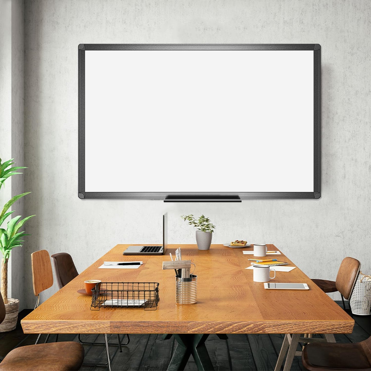 VIZ-PRO Magnetic Dry Erase White Board, 36 X 24 Inches, Black Aluminium Frame
