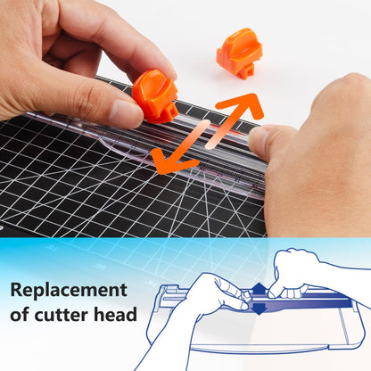 WORKLION Paper Cutter - A4 Paper Craft Cutter with Security Blade for Cut Gift Card, Coupon, Label, Cardstock, Photo, 12 inch Black Office Paper Trimmer