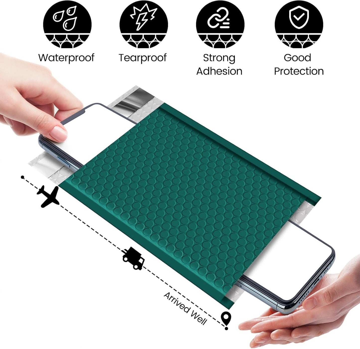 Fuxury Black Bubble Mailers 4x8" 100 Pack Waterproof Padded Envelopes Usable Size 4x7" Self Seal Bubble Envelopes Padded Mailers for Small Business, Envelope Mailers