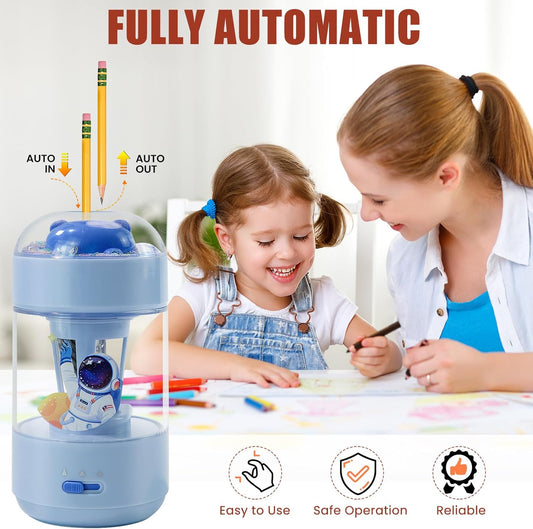Electric Pencil Sharpener(6-11mm), Fully Automatic Colored Pencil Sharpener for Kids with Auto in & Out Rechargeable Sharpener for Classroom//Office/Home Kids Gift