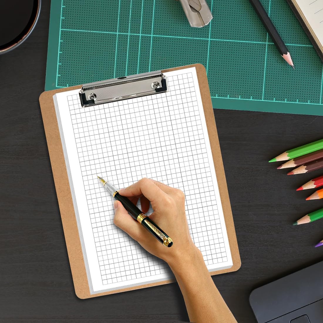 A5 Grid Refill Paper, 6-Hole Graph Paper, 100Sheets / 200Pages Loose-Leaf Grid Paper, 100gsm White Paper, 5.8" x 8.3 "