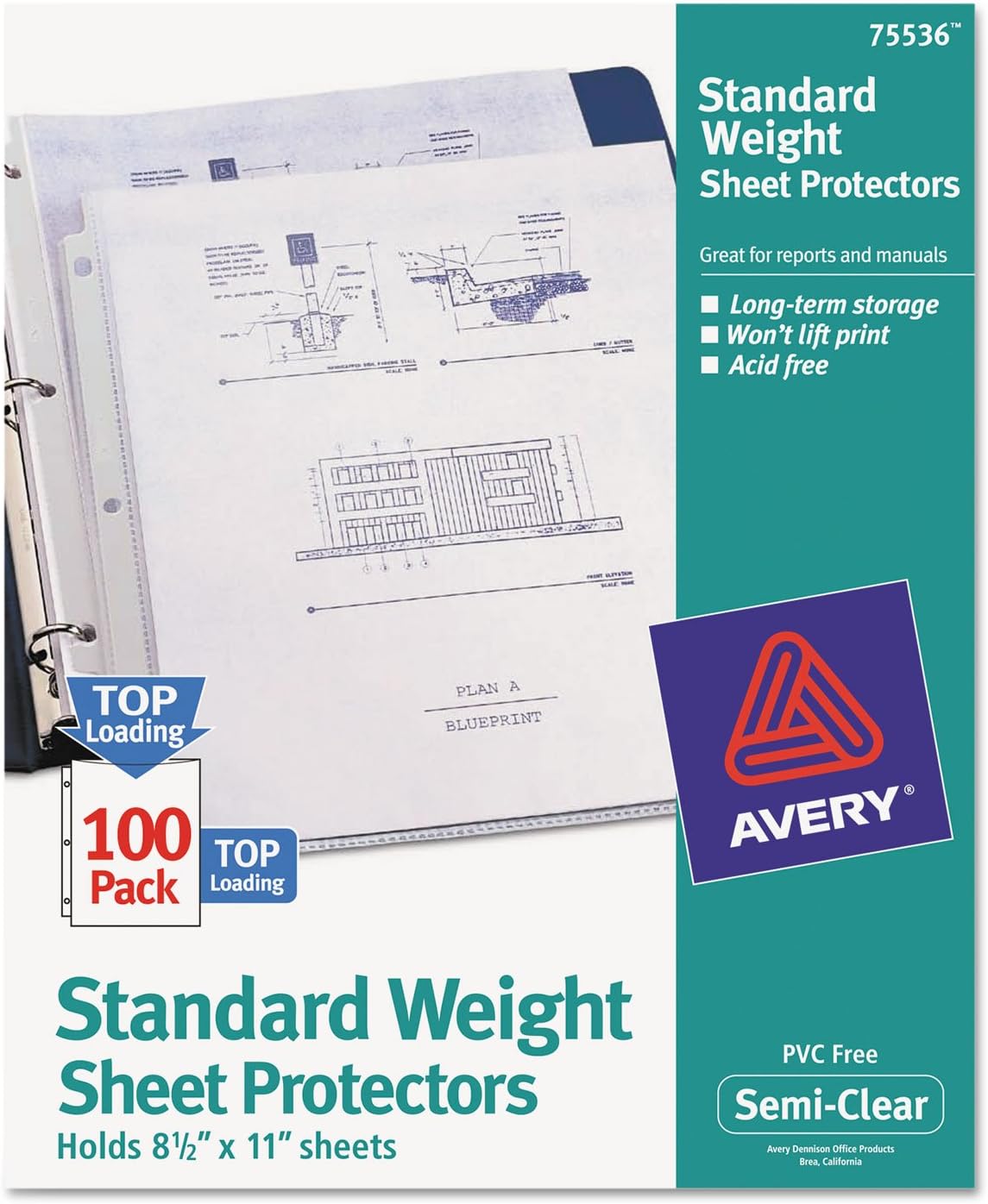 Avery Clear Standard Weight Sheet Protectors, Top Load, 25 Document Protectors (75530)