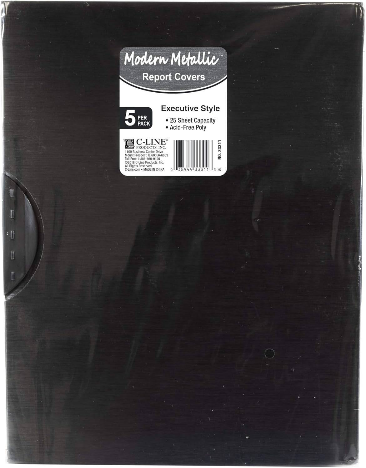 C-Line Modern Metallic Executive Style Report Cover, Blackened Bronze, Pack of 5 (33316), 1 1/4" x 9" x 11 3/4"