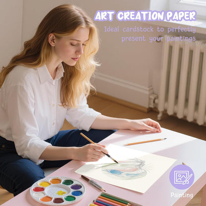 40 Sheets Cream Cardstock Paper 8.5 x 11, Ivory Cardstock Printer Paper 8.5x11, Off White Card Stock Paper 8.5 x 11, 200 GSM Construction Paper for DIY Cards, Greeting Cards, Wedding Invitations