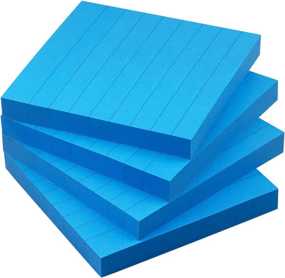 Lined Sticky Notes 3x3 Sticky Notes with Lines Self-Stick Notes Bright Color 4 Pads 90 Sheets/Pad (Pastel)