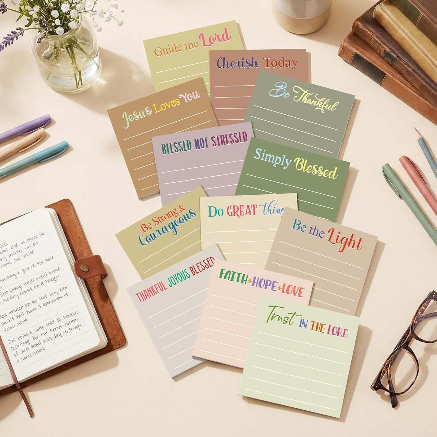 Yinder 48 Pcs Inspirational Sticky Notes Cute Motivational Sticky Notes Pad End of Year Employee Appreciation Gifts Bulk for Teacher Nurse Coworkers Office Supplies 3 x 3'' (Thank You,Dark Color)